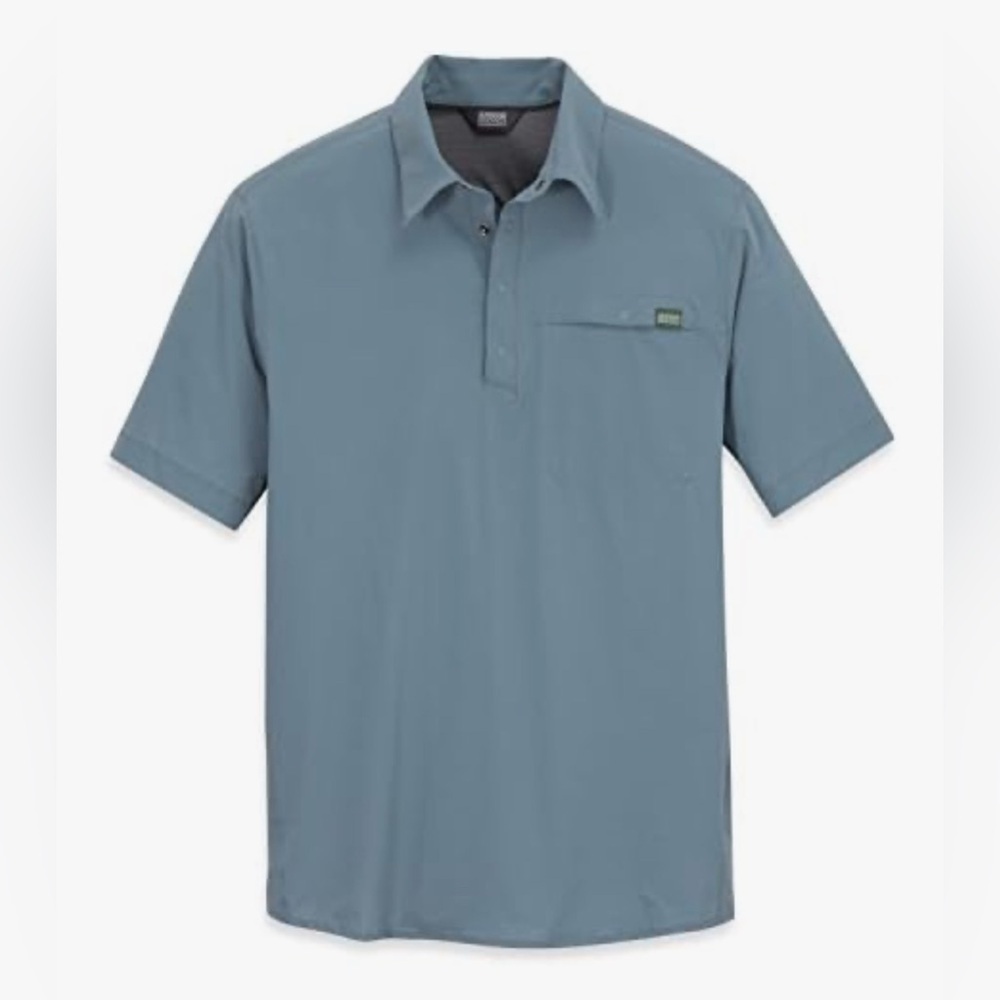 Mens Outdoor Research Astroman Short Sleeve Polo Cenote Blue UPF Size XXL